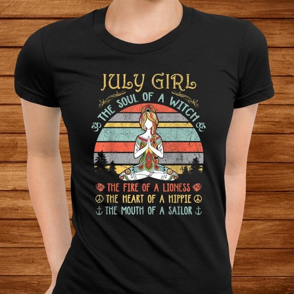 Tops - July Girl The Soul Of A Witch Vintage Birthday Shirt 1